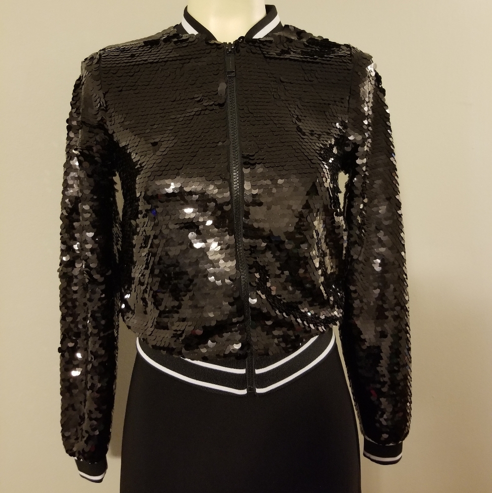 Black & White Bomber Jacket - Picture 2 of 7